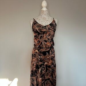 Veronica M Black and Brown Paisley Maxi Dress